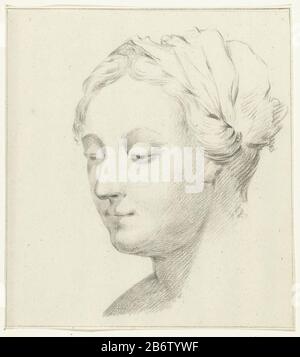 Hoofd van een vrouw Kopf einer Frau Objekttyp: Zeichnung Objektnummer: RP-T 1904-381 Hersteller : Künstler Jean Bernard Datum: 1775 - 1834 Physische Merkmale: Bleistift, schwarzes Kreidematerial: Papierbleistift Kreidemaße: H 208 mm × W 187 mm Stockfoto