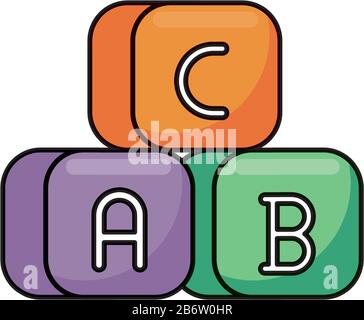 Alphabet blockiert das Symbol für flache Spielzeug-Spiele Stock Vektor