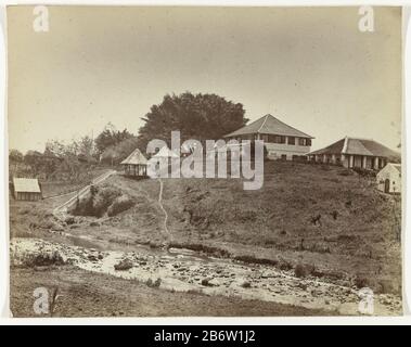 Hospitaal (Militair) Malang (titel op object) Staatsspoorwegen op Java (serietitel) Militärkrankenhaus in Malang. Teil einer Gruppe von 62 Fotos in einem Kasten mit der Aufschrift Staatseisenbahnen auf Java aus dem Jahr 1888. Hersteller : Fotograf: Anonymer Ort Herstellung: Malang Datum: 1880-1888-3 Physische Merkmale: Albumdruckmaterial: Papiertechnik: Albumin Druckabmessungen: Foto: H 190 mm × W 230 mm Datum: 1880-3 Stockfoto