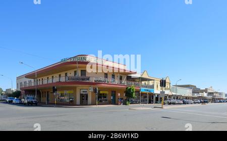 Blick auf das historische Royal Exchange Hotel, 320 Argent Street, Broken Hill, New South Wales, NSW, Australien Stockfoto