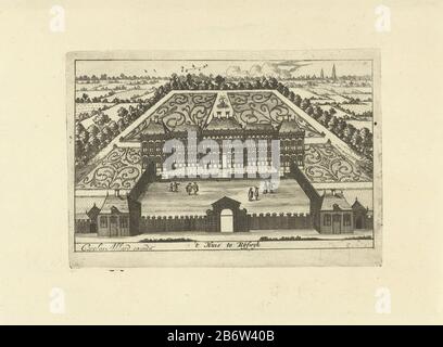 Huis ter Nieuburch te Rijswijk 't Huis te Ryswyk (titel op object) Gesicht in Vogelperspektive bei Huis ter Nieuwburg mit umliegenden symmetrischen Gärten. Das Haus hinter dem Tor ist acht Personen unterwegs. Hersteller : Druckerhersteller Cornelis Elandtsuitgever Carel Allard (Listed Property) Herstellung: Druckerhersteller: Der Haager Verleger: Amsterdam Datum: 1663 bis 1670 und / oder 1673 - 1709 Physikalische Merkmale: Ätz- und Engra-Material: Papiertechnik: Ätzung/Engra-Messungen (Druckverfahren): Bogenrand: H: 116 mm × W 168 mmToelichtingEerdere Druckzustand auch verwendet in: Does, Jacob va Stockfoto