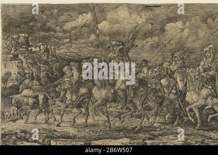 Hunnenkoning traf zijn vrouwen omgeven Tür dienaren en vee, door een landschap rijdende Ihren König mit seinen Ehefrauen, umgeben von Dienstboten und Rindern, durch eine Landschaft mo Objektart: Zeichnung Objektnummer: RP-T-1955-35 Aufschriften / Marken: Aufschrift, La Marche d'Attila Herstellerschaffe: Künstler: Rodolphe Bresdin dating: 1859 Physische Merkmale: Physische Merkmale: Stift in Schwarz auf Calqueerpapier Material: Tastung der Tinte Technik: Stiftabmessungen: H 175 mm × W 268 mm Stockfoto