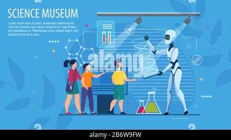 Layout der Landing-Page, Das Zum Science Museum Eingeladen wird Stock Vektor