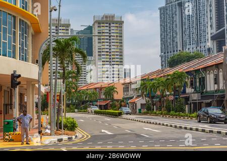 Singapur, Singapur - ca. September 2017: Straßen von Singapur, Singapur. Stockfoto