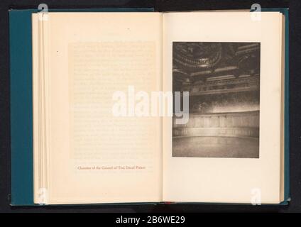 Innenansicht der Zehnerkammer im Dogenpalast in Venedig Objektart: Fotomechanische Druckseite Artikelnummer: RP-F 2001-7-557-4 Aufschriften/Marken: Titel, quer gedruckt, gedruckte 'Kammer des Rates der Zehn, Herzoglicher Palasthersteller : Fotograf: Anoniemklischeemclicheemaker: AW Elson & Co. Plaats Herstellung: Fotograf: Epaleisémacher: Dogeniséklischeemcischeem-Hersteller: Boston Datum: Ca. 1882 - ca. Material von 1892: Papiertechnik: Abmessungen der Photogravure: Druck: H 121 mm × W 91 mmToelichtingPrent Vorderseite 48. Betrifft: façade (oder Haus oder Gebäude) innen  Darstellung eines Gebäudes, in dem: Doge Stockfoto