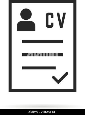 Schwarz-dünnes CV-Symbol oder Lebenslauf Stock Vektor