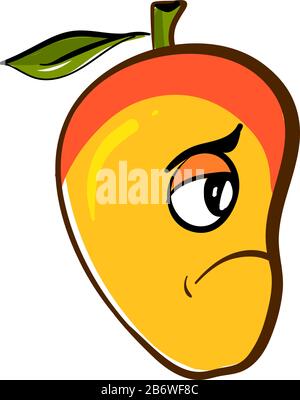 Trauriger Mango, Abbildung, Vektor auf weißem Hintergrund. Stock Vektor