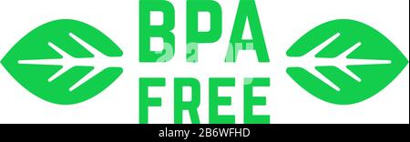 Einfaches grünes bpa-freies Logo mit Blättern Stock Vektor