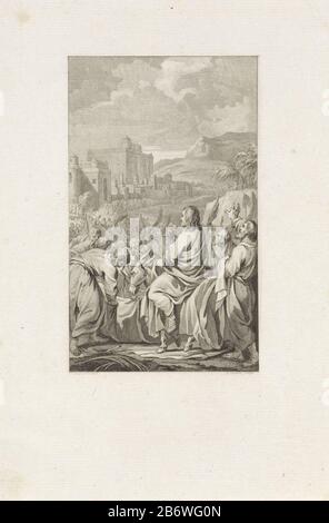 Intocht in Jeruzalem Christus, der einen Esel nach Jerusalem reitet. Menschen mit Palmzweigen am Tor und breiteten ihre Umhänge BC auf dem Grond aus. Hersteller: Druckmaschine: Reinier Vinkeles (I) (denkmalgeschütztes Gebäude) in Zeichnung: Jacobus Kauft (unter Denkmalschutz stehende Immobilien) Herstellung: Amsterdam Datum:: 17980 Physikalische Merkmale : Ätzung und Engras; Proofing Material: Papiertechnik: Ätzung / Engras (Druckverfahren) Maße: Blatt: H 234 mm × W 155 mm Betreff: Eintritt nach Jerusalem: Die Menschen spreizen Ihre Kleidung vor Christus auf der ASD und wa Palmenzweige (Matthäus 21:1-11, 21, : 14-16; Markus 11:1-11; Lukas Stockfoto