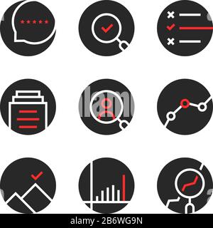 Set mit rundem Bewertungs- und Berichtslogo Stock Vektor
