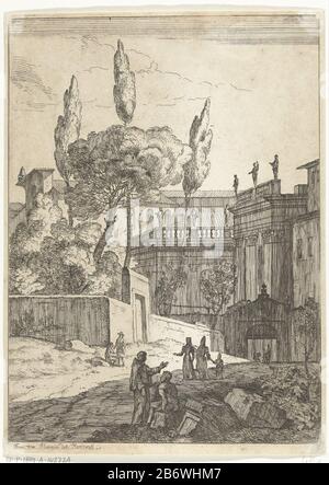 Italianiserend landschap met antieke gebouwen en figuren Italianate Landschaft mit antiken Gebäuden und Figuren Objekttyp: Bild Artikelnummer: RP-P-1889-A-14277ACatalogusreferentie: LeBlanc 4 Aufschriften / Marken: Sammlermarke, umgekehrtes Bodenzentrum, gestempelt: Lugt 2228 Hersteller: Printer: Jan Frans van Malen nach Ort (möglich) nach Titian) ROM Datum: 1689 - 1749 Physikalische Merkmale: Ätzmaterial: Papiertechnik: Ätzmaße: Blatt: H 247 mm × W 177 mmToelichtingPrent zum Malen von Titiaan möglich. Betrifft: Landschaft mit Turm oder Stockfoto