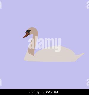 White Swan, Illustration, Vektor auf weißem Hintergrund. Stock Vektor