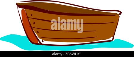 Holz- Boot, Illustration, Vektor auf weißem Hintergrund. Stock Vektor