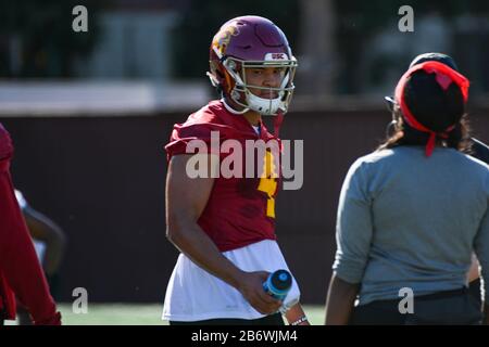 Southern California Trojans Wide Receiver BRU McCoy (4) am ersten Frühlingstag, Mittwoch, 11. März 2020, in Los Angeles. Kalifornien, USA. (Foto von IOS/Espa-Images) Stockfoto