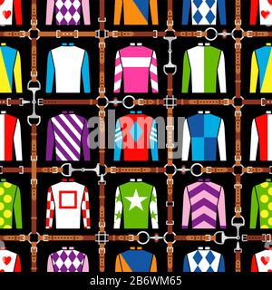 Jockey mit nahtlosem Muster. Traditionelles Design. Seide. Tragegurt, Zerrung, Tragegurt, Belt Horse Racing Mode Vector Illustration Stock Vektor