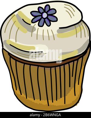 Blueberry Cupcake, Illustration, Vektor auf weißem Hintergrund. Stock Vektor