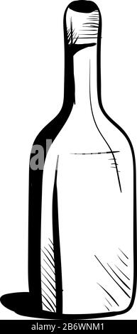 Flasche, Zeichnung, Illustration, Vektor auf weißem Hintergrund. Stock Vektor