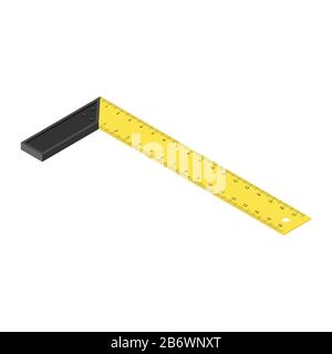 Probieren Sie das quadratische Lineal mit Einem Kunststoffgriff, der auf weißem Hintergrund isoliert ist. Messwerkzeug Stock Vektor