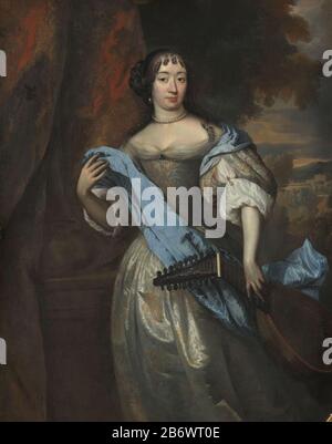 Johanna le Gillon, Echtgenote van Hieronymus van Beverningk Johanna le Gillon (1635-1706) Echtgenote van Hieronymus van Beverningk, SK-A-964 Porträt von Johanna le Gillon, Ehefrau von Jerome von Beverningk. Kniestück, mit einer Laute stehend. Anhänger von SK-A-963. Hersteller : Maler Jan de Baen dating: 1670 Physische Eigenschaften: Öl auf Leinwand Material: Öl-Leinwand Abmessungen: Stütze: H 156,5 cm. B × 121,5 cm. Betrifft: Historische Personen - BB - Womanlute und Sonderformen der Laute, z. B.: Theorbowie Johanna le Gillon Stockfoto