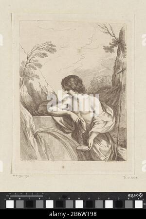 Johannes de Doper in de wildernis Johannes de Doper staat bij een waterbron en vangt water op met een schaaltje. Hersteller : Hersteller: Francesco Bartolozzi (vermeld op object)naar ontwerp van: Guercino (vermeld op object)Plaats Herstellen: Londen days: 1738 - 1815 Physikalische Kenmerken: ETS in Brummmaterial: Papier Techniek: Etsen / Kleurenduk Abmessungen: Plaatrand: H 276 mm × 210 mm Johannes mögliche Attribute: Täufer: Attribute: Attribute: Mögliche Attribute: Attribute: Baptistische Buch, Schilfkreuz, Taufbecher, Wabe, Lamm, Stab Stockfoto