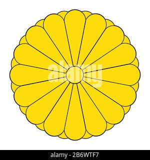 Kaisersiegel von Japan oder Nationalemblem, isoliert auf weißem Hintergrund. Stock Vektor