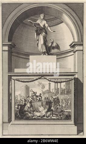 Johannes de Evangelist Johannes der Evangelist schlug mit einem offenen Buch in seinen Händen, neben ihm einen Adler. John steht auf einem Podest, Auf Dem: Vorne sind Folterbilder gebracht. Hersteller : Druckerhersteller Jan Luyken Druckautor: Zacharias Chatelain (II) zum Zeichnen: Jan Goeree Herstellungsort: Amsterdam Datum: 1698 Physikalische Merkmale: Ätzung und Engraa; Proofing Material: Papiertechnik: Ätzung / Engras (Druckverfahren) Abmessungen: Plattenkante: H 280 mm × W 179 mmToelichProbedruck Abbildung von: Cave, William. Apostolische Antiquitäten, oder Leben (...) von heyligen Aposteln drei Teile. Utre Stockfoto