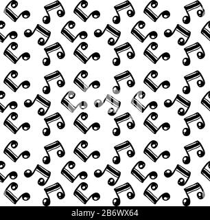 Noten Tapete, Illustration, Vektor auf weißem Hintergrund. Stock Vektor