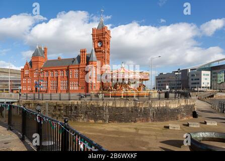 Pierhead-Gebäude von 1897 Architekt William Frame, Cardiff Railway Company, Cardiff Bay, Wales, Großbritannien - französisch-gotischer Renaissance-Stil Stockfoto