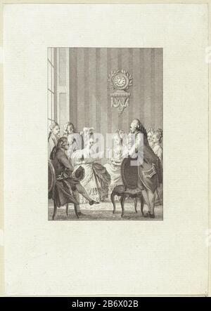 Jonge vrouw leest een klein gezelschap voor van een blad Junge Frau liest eine kleine Sammlung für einen Blattobjekttyp: Bild Artikelnummer: RP-P-ob-64.961Catalogusreferentie: Sammlung Rijksmuseum 1 (2) Hinweis: Staat ermittelt aus vorhandenen Drucken in Rijksprenkabinett / Marken: Sammlermarke, Verlegermarke: 240 Hersteller: Gestempelt Reinier Vinkeles (I) Ort Herstellung: Amsterdam Datum: 268 Physikalische Merkmale: Ätzung und Engras; Proofing Material: Papiertechnik: Ätzung / Engras (Druckverfahren) Abmessungen: Blatt: H 205 mm × W 145 mmToelichtingProefdrauk a pictu Stockfoto