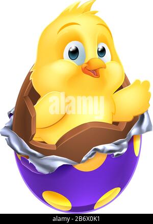 Easter Egg Chick Little Baby Chicken Bird Cartoon Stock Vektor