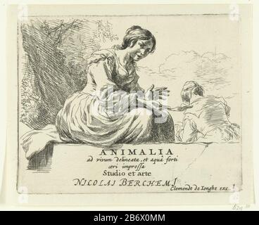 Jonge vrouw zittend op een steen Schapen (serietitel) Animalia ad vivum delineata et Aqua forti aeri impressa Studio et Arte Nicolai Berchemii (serietitel op object) Junge Frau, die auf einem Steinschaf sitzt (Serientitel) Animalia ad vivum delineata et Aqua forti Aimeri Studio Nicolai Arte Berchemi (Serientitel Objekt) Eigenschaftstyp: Druckfront Seriennummer: 1 / 6Objektnummer: RP-P-BI -935Katalogusreferenz: Bartsch 29Hollstein Dutch 29-3 (6) Kennzeichnung / Marken: Sammlermarke, unten links Verso, gestempelt: Lugt 240 Hersteller: Druckmaschine: Nicolaes Pietersz. Berchem (aufgeführt auf Stockfoto