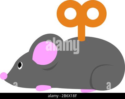 Uhrwerkmaus, Abbildung, Vektor auf weißem Hintergrund. Stock Vektor