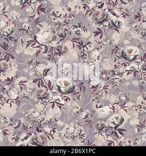 Nahtloses Blumenmuster. Vintage-Textil-Design. Stockfoto