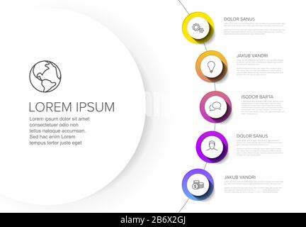Infografievorlage Vector Multifunktions mit Titel- und fünf Elementoptionen und modernen Farben auf weißem Hintergrund Stock Vektor