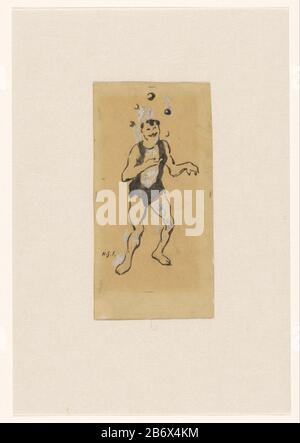 Jongleur traf Ballen Juggler mit Kugeln Objektart: Zeichnung Objektnummer: RP-T-2004-119 Aufschriften / Marken: Monogramm, links unten: 'HGI' Hersteller: Künstler Henri Gabriel Ibels dating: CA. 1877 - Jan 1936 Physikalische Merkmale: Pinselschwarz, verstärkt mit weißem Körperfarbe (oxidiert) Material: Papierveredelungslackiertechnik: Pinselmaße: 141 mm × h b 71 mm Stockfoto