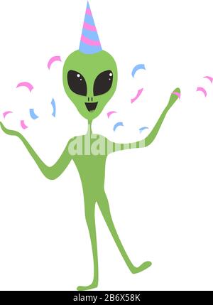 Party Alien, Illustration, Vektor auf weißem Hintergrund. Stock Vektor