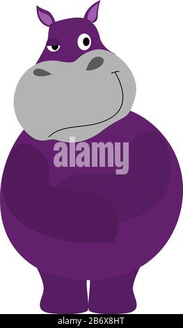 Violettes Flusspferd, Abbildung, Vektor auf weißem Hintergrund. Stock Vektor