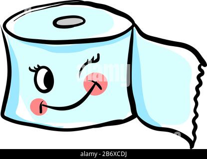 Winking Toilettenpapier, Illustration, Vektor auf weißem Hintergrund. Stock Vektor