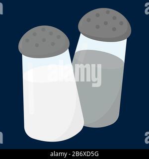 Salz und Pfeffer, Illustration, Vektor auf weißem Hintergrund. Stock Vektor