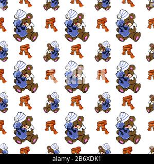 Cartoon Bärenmuster, Illustration, Vektor auf weißem Hintergrund. Stock Vektor