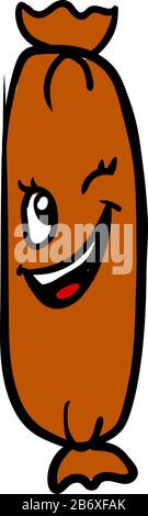 Winkende Wurst, Illustration, Vektor auf weißem Hintergrund. Stock Vektor