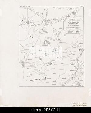 Kaart traf sich mit de posities bij de slag bij Tourcoing, mei 1704 Schets van de gevechten in de nabijheid van Tourcoing den 17 en 18 Mei 1704 (titel op object) Karte, die die Position der alliierten und französischen Armeen in Kortrijk und Lille Tourcoing zwischen dem 17. Und 18. Mai 174 zeigt. Markierte Spitze: Soldat. Spectr. IIIrd Anteil / Pl: I. Hersteller : Druckmaschine: Hilmar Johannes Backer (börsennotiertes Eigentum) Ort Herstellung: Dordrecht Datum: 1834 - 1835 Physikalische Merkmale: Lithographisches Material: Papiertechnik: Lithographie (Technik) Abmessungen: Blatt: H 297 mm × W 258 mmToelichtingGebruikt als Illustration in: Militärwesen Stockfoto