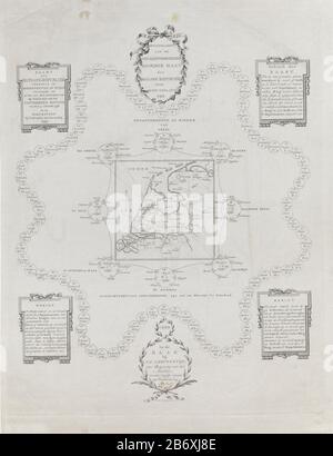 Kaart van de Bataafse Republiek, 1799 Kaart der Bataafse Republiek verdeeld in den Departements en Ringen () bij Publicatie van den 14 Meij 1799 (titel op object) Karte der Klassifikation der Batavischen Republik in den Departements, Gemäß Verfassungsgesetz bei Veröffentlichung der Geschäftsführenden Direktoren vom 17. november 2008 und in Bezirken gemäß der Veröffentlichung vom 14. Mai 1799. Mit Kartuschen mit Anweisungen für die Zuweisung und zwei Mitteilungen. Unten an der von Ondaatje unterschriebenen Adresse. Hersteller: Druckerei-Cornelis van Baarsel (denkmalgeschütztes Gebäude) Herausgeber: Peter Philip Juriaan Quint Ond Stockfoto