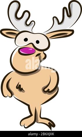 Rehe mit Brille, Illustration, Vektor auf weißem Hintergrund. Stock Vektor
