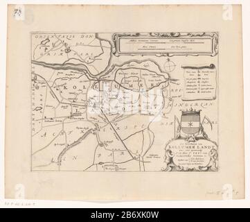 Kaart van de Grietenij Kollumerland en Nieuwkruinsel De Grietenye van Kollumer landt (titel op object) oben rechts zwei Schalenstöcke: Milliare Germanicum commune / A Vicious Duytsche Myle, Hora itineris / A uyre Gaens. Kartusche rechts unten mit Titel und administrativen Informationen über die Grietenij, über den Armen von Kollumerland. Hersteller : Druckerhersteller Jacob van Meurs (möglich) Kartograf: Marten Freerks (Listed Property) Ort Herstellung: Druckerhersteller Amsterdam Kartograf: Friesland dating: 1664 Physikalische Merkmale: Fahrzeugmaterial: Papiertechnik: Engra (Druckverfahren) Messung Stockfoto