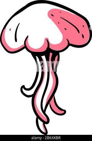 Rosa Quallen, Abbildung, Vektor auf weißem Hintergrund. Stock Vektor