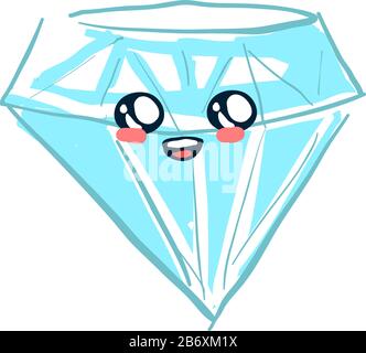 Cute Diamond, Illustration, Vektor auf weißem Hintergrund. Stock Vektor
