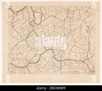 Kaart van het Hoogheemraadschap van Rijnland (elfde deel) T' Hoogheymraedschap van Rhynland Elfter Teil einer Karte des Rijnlands, bestehend aus fünfzehn Delen. Hersteller: Druckhersteller Cornelis Danckerts (I) Gutachter Jan Jansz. DOU (I) Vermessungsingenieur Steven Pietersz. Von Broeck Huijs Kunde: Rijnland Ort Herstellung: Amsterdam Datum: 1647 und/oder 1687 Material: Papiertechnik: ENGRAA (Druckverfahren) / Ätzmaße: Plattenkante: H 454 mm × W 571 mmToelichtingDeze Print gehört zum zweiten Druck (1687) von 'T' Hoogheymraedschap von Rhynland, einer Wandkarte des Rijnlands, die aus einem mA besteht Stockfoto
