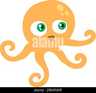 Flacher Kraken, Abbildung, Vektor auf weißem Hintergrund. Stock Vektor