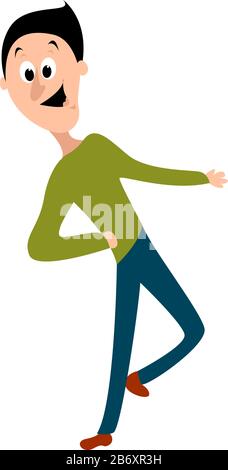 Tanzender Mann, Illustration, Vektor auf weißem Hintergrund. Stock Vektor